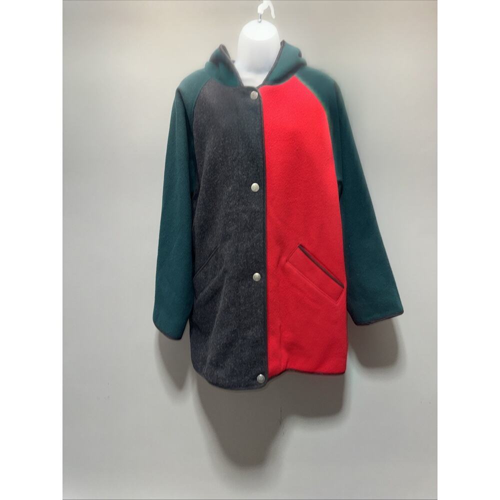 Woolrich 1980's Vintage Wool Colorblock Coat Women's Size XL Made in USA